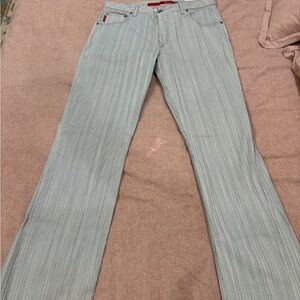 Alberto Mens Blue Striped Bootcut Jeans